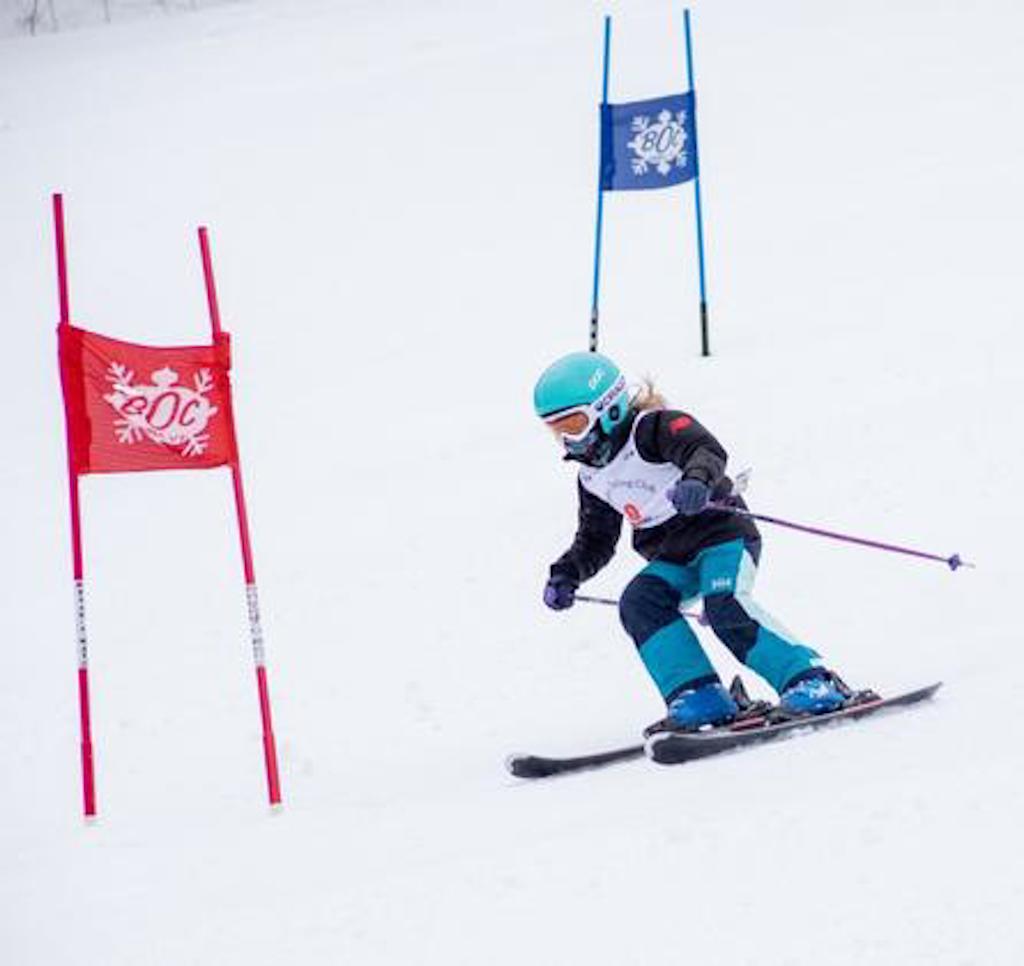 Skier racing at bromley mountain